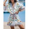 imageCUPSHE Womens Summer Wide Leg Rompers V Neck Short Sleeve Overall Jumpsuit Beach Vacation OutfitWhite