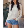 imageCUPSHE Womens Sweaters Lightweight Long Sleeve Round Neck Crochet Pullover Sweater TopsBeige