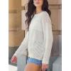 imageCUPSHE Womens Sweaters Lightweight Long Sleeve Round Neck Crochet Pullover Sweater TopsBeige