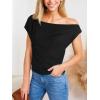imageCUPSHE Womens Tops Asymmetrical OffShoulder Shirt Sleeveless Ruching Satin Blouses Elegant Trendy DressyBlack