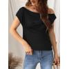 imageCUPSHE Womens Tops Asymmetrical OffShoulder Shirt Sleeveless Ruching Satin Blouses Elegant Trendy DressyBlack
