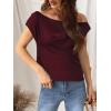 imageCUPSHE Womens Tops Asymmetrical OffShoulder Shirt Sleeveless Ruching Satin Blouses Elegant Trendy DressyBurgundy