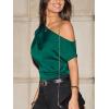 imageCUPSHE Womens Tops Asymmetrical OffShoulder Shirt Sleeveless Ruching Satin Blouses Elegant Trendy DressyGreen