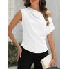 imageCUPSHE Womens Tops Asymmetrical OffShoulder Shirt Sleeveless Ruching Satin Blouses Elegant Trendy DressyWhite