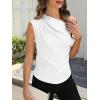 imageCUPSHE Womens Tops Asymmetrical OffShoulder Shirt Sleeveless Ruching Satin Blouses Elegant Trendy DressyWhite
