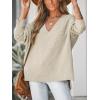 imageCUPSHE Womens V Neck Sweaters Long Sleeve Oversized 2024 Fall Pullover Jumper TopsApricot