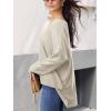 imageCUPSHE Womens V Neck Sweaters Long Sleeve Oversized 2024 Fall Pullover Jumper TopsApricot