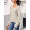 imageCUPSHE Womens V Neck Sweaters Long Sleeve Oversized 2024 Fall Pullover Jumper TopsApricot