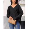 imageCUPSHE Womens V Neck Sweaters Long Sleeve Oversized 2024 Fall Pullover Jumper TopsBlack