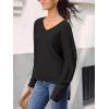 imageCUPSHE Womens V Neck Sweaters Long Sleeve Oversized 2024 Fall Pullover Jumper TopsBlack