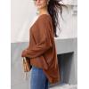 imageCUPSHE Womens V Neck Sweaters Long Sleeve Oversized 2024 Fall Pullover Jumper TopsBrown