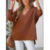 imageCUPSHE Womens V Neck Sweaters Long Sleeve Oversized 2024 Fall Pullover Jumper TopsBrown