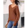 imageCUPSHE Womens V Neck Sweaters Long Sleeve Oversized 2024 Fall Pullover Jumper TopsBrown