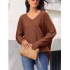 imageCUPSHE Womens V Neck Sweaters Long Sleeve Oversized 2024 Fall Pullover Jumper TopsBrown