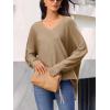 imageCUPSHE Womens V Neck Sweaters Long Sleeve Oversized 2024 Fall Pullover Jumper TopsLight Brown