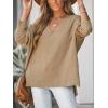 imageCUPSHE Womens V Neck Sweaters Long Sleeve Oversized 2024 Fall Pullover Jumper TopsLight Brown