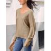 imageCUPSHE Womens V Neck Sweaters Long Sleeve Oversized 2024 Fall Pullover Jumper TopsLight Brown