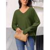 imageCUPSHE Womens V Neck Sweaters Long Sleeve Oversized 2024 Fall Pullover Jumper TopsOlive Green