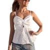 imageCUPSHE Women Twist Front Cami Tank Tops Sleeveless Y2K Cutout Eyelet Summer Camisole TopsWhite