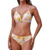 imageCUPSHE Womens Bikini Sets Two Piece Swimsuit Triangle Tops V Neck Cutout Back Hook Low Rise Cheeky Bottom StitchingYellow Floral