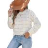 imageCUPSHE Womens Crewneck Sweaters Long Sleeve Cozy Knit Rainbow Dots Pullover Jumper TopsApricot