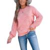 imageCUPSHE Womens Crewneck Sweaters Long Sleeve Cozy Knit Rainbow Dots Pullover Jumper TopsPink