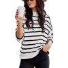 imageCUPSHE Womens Mock Neck Striped Sweater Fall Winter Long Sleeve Casual Pullover Knit TopsBlack