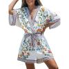 imageCUPSHE Womens Summer Wide Leg Rompers V Neck Short Sleeve Overall Jumpsuit Beach Vacation OutfitWhite