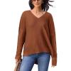 imageCUPSHE Womens V Neck Sweaters Long Sleeve Oversized 2024 Fall Pullover Jumper TopsBrown
