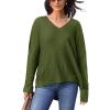 imageCUPSHE Womens V Neck Sweaters Long Sleeve Oversized 2024 Fall Pullover Jumper TopsOlive Green