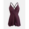 imageCUPSHE One Piece Swimsuit for Women Tummy Control Swim Dress Crisscross Ruched Skirted Bathing Suit with BottomBlackberry Wine