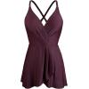 imageCUPSHE One Piece Swimsuit for Women Tummy Control Swim Dress Crisscross Ruched Skirted Bathing Suit with BottomBlackberry Wine