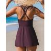 imageCUPSHE One Piece Swimsuit for Women Tummy Control Swim Dress Crisscross Ruched Skirted Bathing Suit with BottomBlackberry Wine