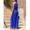 imageCUPSHE Summer Overall Jumpsuit for Women Halter Sleeveless Casual Dressy Outfit Belted Waist Wide Leg Loose Maxi RomperRoyal Blue