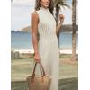 imageCUPSHE Women Floral Summer Maxi Jumpsuit with Pocket Mock Neck Elastic Waist Overall Wide Leg Business Casual Holiday RomperBeige