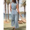 imageCUPSHE Women Floral Summer Maxi Jumpsuit with Pocket Mock Neck Elastic Waist Overall Wide Leg Business Casual Holiday RomperBlue Floral