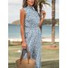 imageCUPSHE Women Floral Summer Maxi Jumpsuit with Pocket Mock Neck Elastic Waist Overall Wide Leg Business Casual Holiday RomperBlue Floral
