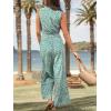 imageCUPSHE Women Floral Summer Maxi Jumpsuit with Pocket Mock Neck Elastic Waist Overall Wide Leg Business Casual Holiday RomperGreen Floral