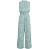 imageCUPSHE Women Floral Summer Maxi Jumpsuit with Pocket Mock Neck Elastic Waist Overall Wide Leg Business Casual Holiday RomperGreen Floral