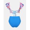 imageCUPSHE Womens Bikini Sets Ruffle Wrapped Front Cutout Crisscross Tie Back Bathing Suit Ruched High Rise BottomBlue Floral