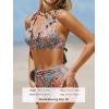 imageCUPSHE Womens Bikini Sets Two Piece Bathing Suit High Waisted Halter V Neck Ruffled Trim Ruched SwimwearMuted GreenFloral