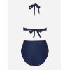 imageCUPSHE Womens Bikini Sets Two Piece Bathing Suit High Waisted Halter V Neck Ruffled Trim Ruched SwimwearNavy Blue