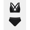 imageCUPSHE Womens Bikini Sets Two Piece Swimsuit High Waisted V Neck Crisscross Back Self Tie Color Block Wide StrapsBlack