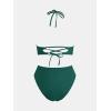 imageCUPSHE Womens Bikini Sets Two Piece Swimsuit High Waisted V Neck Underwire Push Up Halter Strap Self Tie CheekyDark Green