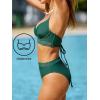 imageCUPSHE Womens Bikini Sets Two Piece Swimsuit High Waisted V Neck Underwire Push Up Halter Strap Self Tie CheekyDark Green