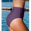 imageCUPSHE Womens High Wasited Bikini Bottom Shirred Tummy Control Swimsuit Full Coverage Retro Swim BottomXS4XLGrape Purple