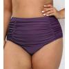 imageCUPSHE Womens High Wasited Bikini Bottom Shirred Tummy Control Swimsuit Full Coverage Retro Swim BottomXS4XLGrape Purple