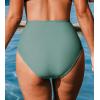 imageCUPSHE Womens High Wasited Bikini Bottom Shirred Tummy Control Swimsuit Full Coverage Retro Swim BottomXS4XLPistachio Green