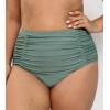 imageCUPSHE Womens High Wasited Bikini Bottom Shirred Tummy Control Swimsuit Full Coverage Retro Swim BottomXS4XLPistachio Green