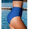imageCUPSHE Womens High Wasited Bikini Bottom Shirred Tummy Control Swimsuit Full Coverage Retro Swim BottomXS4XLRoyal Blue